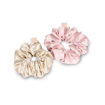 BEAUTY PILLOW LUXURY SILK SCRUNCHIES CHAMPAGNE & PINK