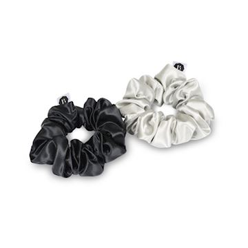 BEAUTY PILLOW LUXURY SILK SCRUNCHIES SILVER & BLACK