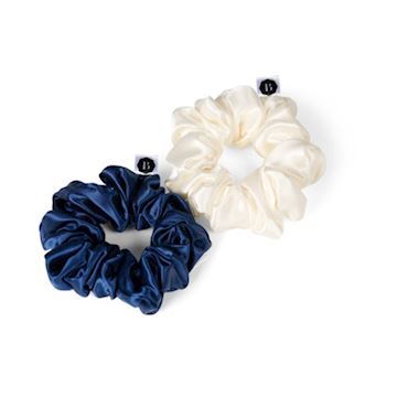 BEAUTY PILLOW LUXURY SILK SCRUNCHIES BLUE & PEARL