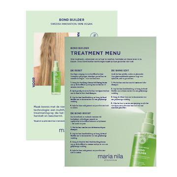 MARIA NILA MARKETING BOND BUILDER TREATMENT MENU TENTCARD